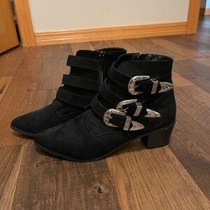 Black buckle booties size women's 10